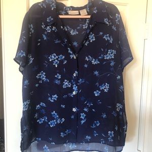 Worthington Woman blouse, sheer blue & beautiful